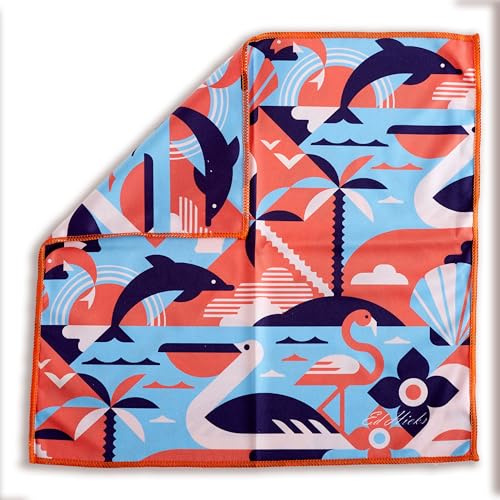 Ed Hicks Chiffon de Nettoyage en Microfibre Premium XXL: 30 x 30 cm - pour Lunettes, TV Écrans de télévision, Tablettes, Ordinateurs - Antistatique - Anti-Rayures (Vie Marine)