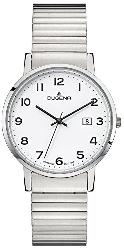 DUGENA Herren-Armbanduhr 4460751 Moma, Quarz, weißes Zifferblatt, Edelstahlgehäuse, Mineralglas, Edelstahl-Zugband, 3 bar