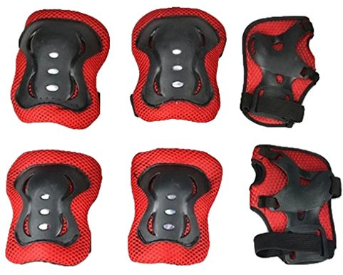 Boys Girls Kids 6PCS Safety Protective Gear Knee Elbow Wrist Pads Set Adjustable Collision Avoidance Skate Roller Blading Cycling Knee Braces Elbow Guards Wrist Support Protector Kneepad
