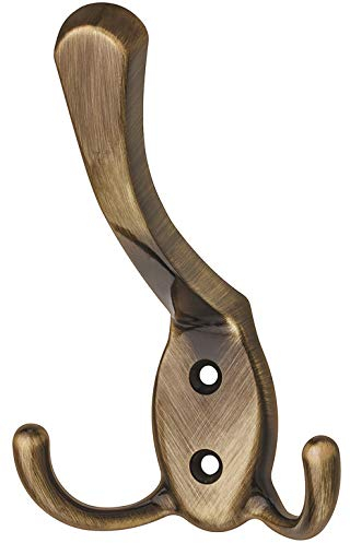 Gedotec Garderobenhaken Vintage - Kleiderhaken JUNA (Doppelhaken 123 x 76 mm,Braun Durchgerieben) - Doppelhaken Antik - Haken für die Garderobe - Kleiderhaken Vintage, Rustikal - Jackenhaken Retro