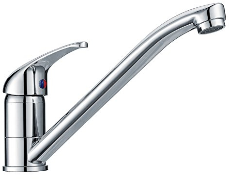 Kitchen Sink Mixer Tap Single Lever with Long Swivel Spout Monobloc Faucet Solid Brass Body Chrome Kitchen Mixer Taps 1 Hole