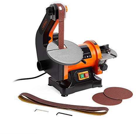 VonHaus Belt and Disc Sander - 25 x 760mm Belt / 125mm Disc Sander – Adjustable Sanding Table Changeable Sanding Discs Belts