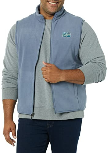 Amazon Essentials Disney | Marvel | Star Wars Chalecos de Forro Polar Hombre, Marvel Comic Logo, L