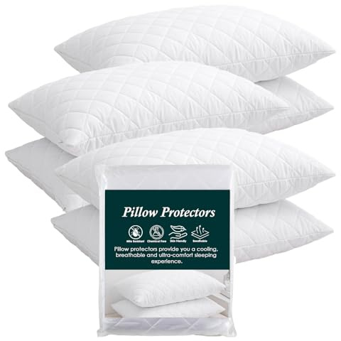 EDS Pillow Protectors Pack of 6 Quilted and Zipped Anti Allergy Soft and Comfortable Microfiber Pillowcase Protectors Breathable Pillow Protectors (PACK OF 6)