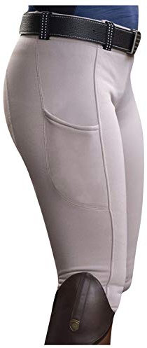 KBOPLEMQ Reithose Reitleggings Damen Mädchen Kinder mit Kniebesatz und Innentasche, elastische Jodhpurhose REIT-Tights für Reitschule Reitsport Radfahren