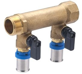 Collecteur Mâle-Femelle 20x27 (3/4) 2 Départs Ø16 multicouche à Sertir | Idéal pour Distribution d'Eau | Installation Facile | Qualité et Durabilité | NOYON & THIEBAULT