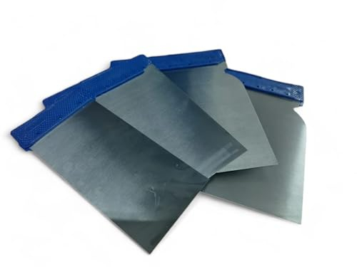 Juego de 4 espátulas japonesas de acero, medidas 50 mm, 80 mm, 100 mm, 120 mm para barnizar y acabar masilla paredes cristal metal