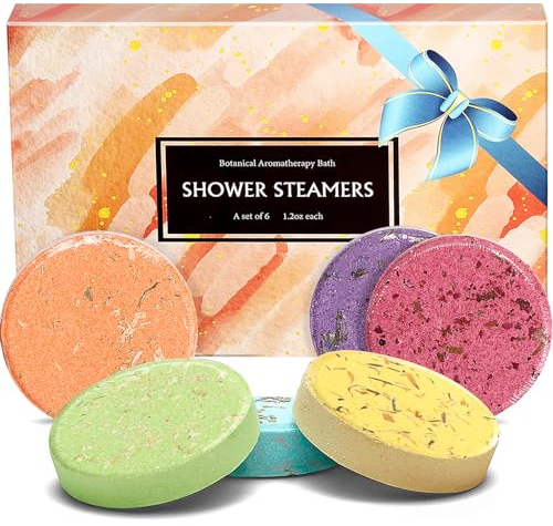 RoseFlower Duschdampfer, Set mit 6 Natürlichen mit Lavendel/Rosmarin/Pfefferminze/Jasmin/Rose/Grapefruit, für Home Spa Aromatherapie, Jubiläumsgeschenk