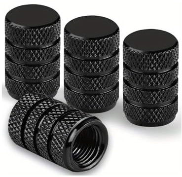 Generic Tire Valve Stem Caps, Tire Valve Cover, Black Aluminum, 4 pcs/Pack, Anodized Finish, Universal Valve Cap Set for Cars, Trucks, Motorcycles, SUVs, and Bikes, Corrosion-Resistant