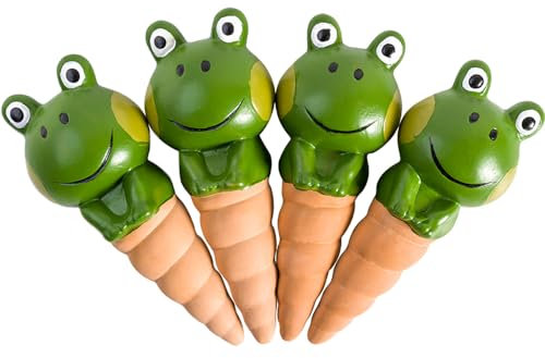 Kaxich Terracotta Plant Self Watering Spikes, 4 Pack Plant Watering Globes Frogs Styles Decorative Self Plant Watering Stakes Vacation Plant Watering Bulbs for Indoor Outdoor Plants
