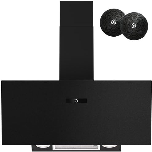 FIREGAS Campana extractora 90 cm, Extractor inclinado, Motor sin escobillas, 594m³/h, LEDs, Recirculante y Extracción, Filtro de carbón incluido - Ideal para cocinas familiares