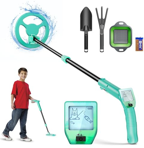 Metalldetektor barn, Kooeuru metalldetektor för barn, metalldetektor med hög precision med LCD-display, lätt metalldetektor för barn med justerbart handtag, 03