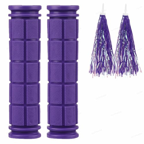 Bike Handle Grips with Tassel Streamers, Kids Non-Slip-Rubber Bicycle Handlebar Grips for Girls Boys, Suitable for BMX MTB Bicycle Mountain Bike Scooter Folding Bike