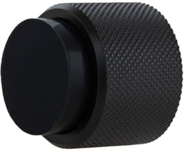 EVI Herrajes | Tope de puerta de pared de diseño, moleteado diamante, 28x28mm, acero lacado negro, fijación adhesiva y con tornillo