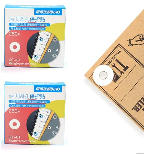 1000PCS Hole Punch Reinforcement Stickers Waterproof Self-Adhesive Loose-Leaf Paper Hole Reinforcement Ring Label Stickers for Office, School, Home, Ring Binder Page Reinforcers