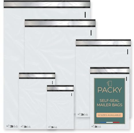 PACKY - Enveloppe Plastique Expédition 17x24 Cm - 50 Pièces - Fermeture Adhésive