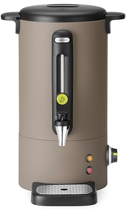HENDI Bollitore per bevande calde 9L UNIQ, dispenser acqua calda con parete singola, per vin brulè e acqua bollente, fino a 100°C, 230V, 50/60Hz, 950W, 307x330x(H)450mm, grigio tortora, Inox, PP