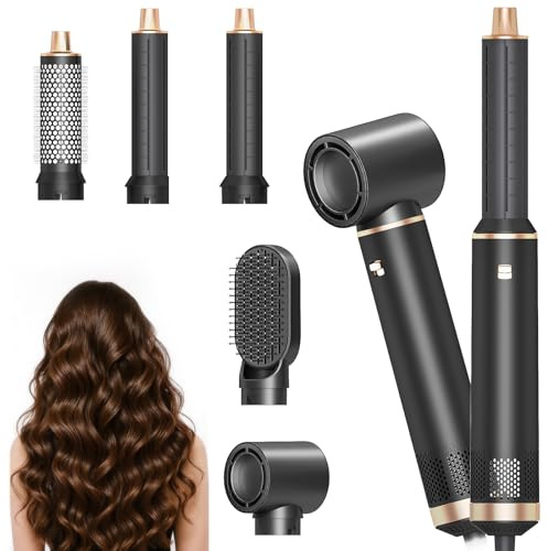 Dryhsip Cepillo Secador, Cepillo de Aire Caliente 5 en 1, Secador y Moldeador con Cabezales Desmontables (Rizador, Voluminizador, Alisador, Rizador), Viaje Ligeros para Mujeres (Matte)