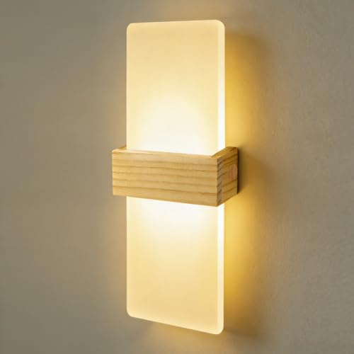 Lámpara de Pared Interior LED 12W 3000K en Acrílico con Carcasa de Madera
