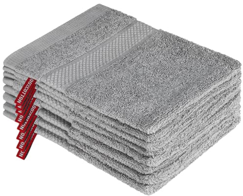 PHOGARY 8 Gants de Toilette en Frotte 100% Coton, Ultra-Absorbant Gants de Toilette,Serviettes en Coton Douces et Résistantes, Démaquillants Réutilisables, 16 x 23 cm, Gris