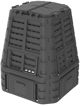 EKOGRID Compostiera da Giardino - 740 L - con Irrigazione a Goccia e Ventilazione - Nero
