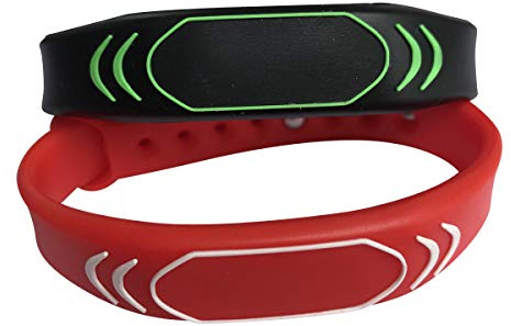YARONGTECH RFID 4K Armband aus Silikon, 13,56 MHz, M4-Chip, ISO14443A, Verstellbare Größe, 2 Stück (Schwarz, Rot)