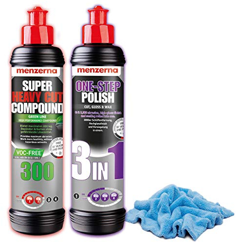 detailmate Menzerna Medium Cut Polish One-Step 3 en 1, 250 ml / HCC 300 + chiffon de polissage microfibre