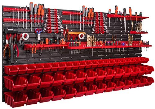Panneau Mural Porte-Outils 50 boîtes - Système de Stockage - Rangement Outil - Armoire Garage - Tableau Organisation - Étagère Murale pour Atelier -1728 x 780 mm