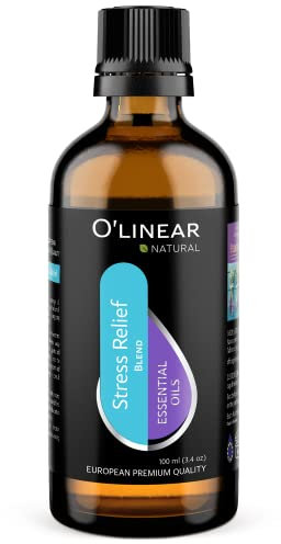 O’Linear Stress Relief Essential Oil Blends - Calming Essential Oil for Diffuser - Aromatherapy Relaxing Blend Oil - Essential Oils for Air Purifier 3.4 oz (100ml)