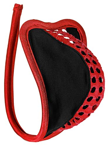 ranrann C-String Homme Sexy Hot Anneaux Mini String Ouvert Tanga Slip Thong Bikini Ficelle sous-vêtement Underwear Type B Rouge&Noir Taille Unique