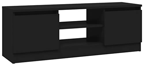 vidaXL Mueble de TV con Puerta Negro 102x30x36 cm