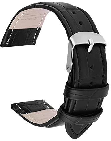 TIESOME Ersatz Uhrenarmbänder Uhrenarmband 18mm, Armband Uhren PU Leder, Verstellbare Uhren Armband mit Schnellverschluss Ersatzbänder, Watch Straps Band für Herren Men (Schwarz 20mm)