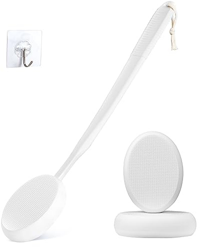 48cm Applicateur Creme Dos pour Mousse Autobronzante de Lotion pour le Dos Applicateur de Crème Solaire pour Enfants, Femmes, Hommes - Blanc-01
