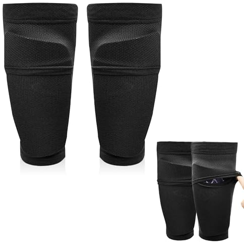 EUIOOVM Fußball Schienbeinschoner Socken Kinder Atmungsaktive Waden Schienbeinschutzsocken mit Optimierter Einstecktasche Fussball Schienbeinschonerhalter Stutzen für Kinder Jugend