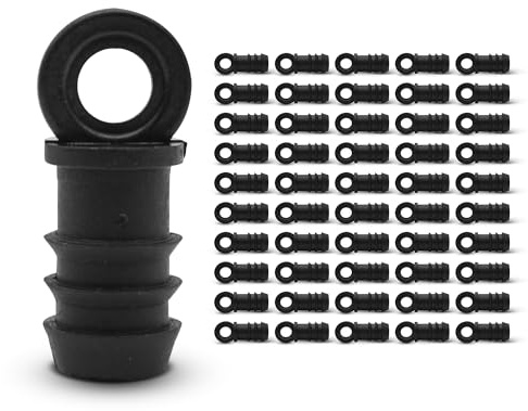 DOJA Barcelona Tapones para manguera de goteo, tapón final de 20 mm, paquete de 50 unidades, 12 para sistemas de riego, conector de manguera de riego por goteo para jardín, camping, agricultura