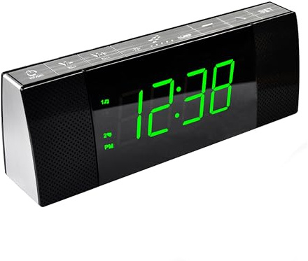 iTOMA Bedside Alarm Clock Radio with Bluetooth Speaker, Dimmable Jade Green LED Display, FM Radio with Sleep Timer, Dual Alarm with ON/Off Push-Button, Snooze, 12/24H CKS503U