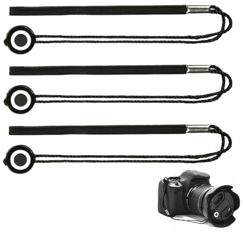 Objektivdeckel Halter mit Schnur, 3 Stück Objektivdeckel Leine Universal Sicherung mit Gummiband Verhindert Den Verlust des Lens Caps passend zu Sony, Nikon, Fuji, Tamron, Sigma, Olympus, Panasonic