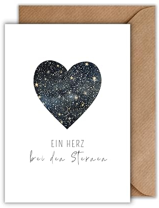 WBdesignz Sternenkind Karte mit Umschlag - Sternenhimmel Herz Dein Herz bei den Sternen Trauerkarte Kondolenzkarte (DIN A6)