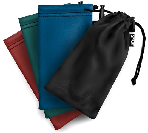 Edison & King Etui a lunettes - pack de 4 - microfibres (mixte: sarcelle, noir, rouge, bleu)
