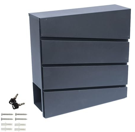 LYUCAYHQ Cassetta Postale da Esterno, Cassetta Postale con Serratura a Chiave, Cassette Postali per Esterno con Scomparto per Giornali, Nero, 37 * 37 * 10,5 Cm