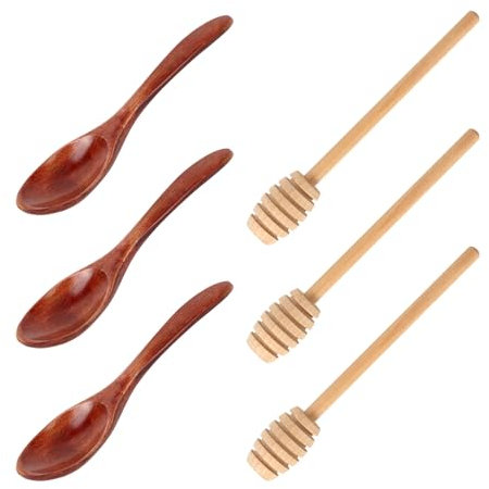 6 Stück Honiglöffel Holz, Holzlöffel Klein, Rührstäbchen aus Holz Honig, the Taste Löffel, Teelöffel Holz, Honig Sticks, Zum Schöpfen und Rühren von Honig