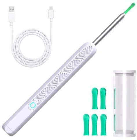 Tsffae Limpiador De Oídos con Cámara, Inalámbrico, Otoscopio, Carga USB C, Herramienta De Extracción De Cera De Los Oídos, con Mini Cámara, 1 Ud.