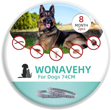 2 pcs Collare Antipulci e Zecche Regolabile 74cm Impermeabile Collare Antipulci Cane Antiparassitario Cani Gatti Regolabile (2pack)
