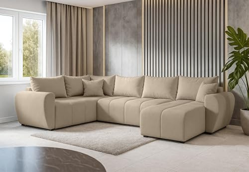 AXLIVING Malatya U XL - Canapé d'angle (Taille XXL), Couleur Marron Clair