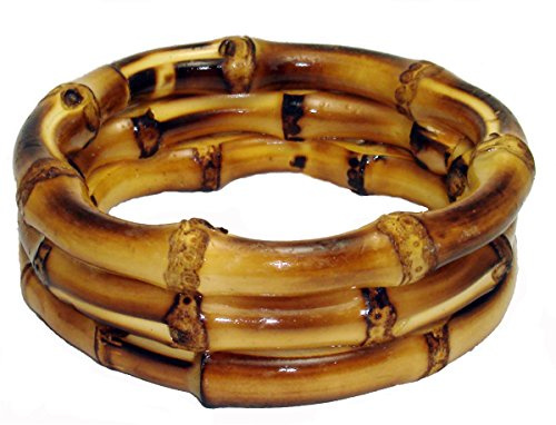 Bamboo Wood Trio Bracelet 1 Thick Natural and Earthy