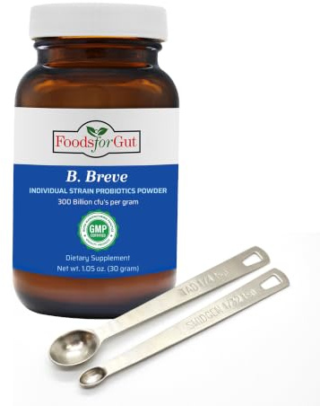 Foods For Gut Bifidobacterium Breve Probiotic Powder 300 Billion cfu's | Made in USA | No Additives | Digestive & Immune Support | High Potency | B. Breve | 30 Grams (1.05 Oz)