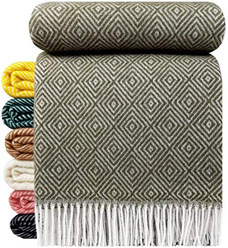 STTS International Manta de lana, 100% lana virgen, 140 x 200 cm, manta de lana virgen, manta de lana virgen, disponible en muchos colores (D-V))