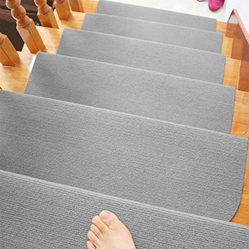 XUANYU set med 15 självhäftande trappsteg, halkfri trappmatta, säkerhetsmatta för trappor för barn, äldre och husdjur, 65 ×21 cm, rektangulär grå