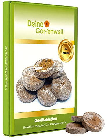 Quelltabletten 52x Kokos-Torf Quelltabs - Anzuchttabs für Stecklinge - ausgewogene Mischung von Weißtorf und Kokosfasern