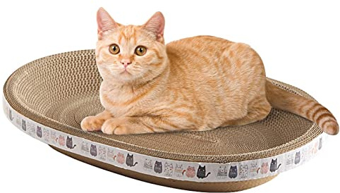 Onlynery Cat Scratching Board | Cat Scratcher | 2 In 1 Oval-shaped Cat Scratcher Cardboard | Indoor Cat Furniture Scratch Post For Indoor Cats Sleeping